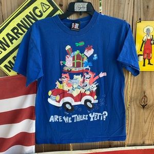 Vintage Christmas T-shirt Kids Size L 12/14 Giant tag Are you there Yeti?